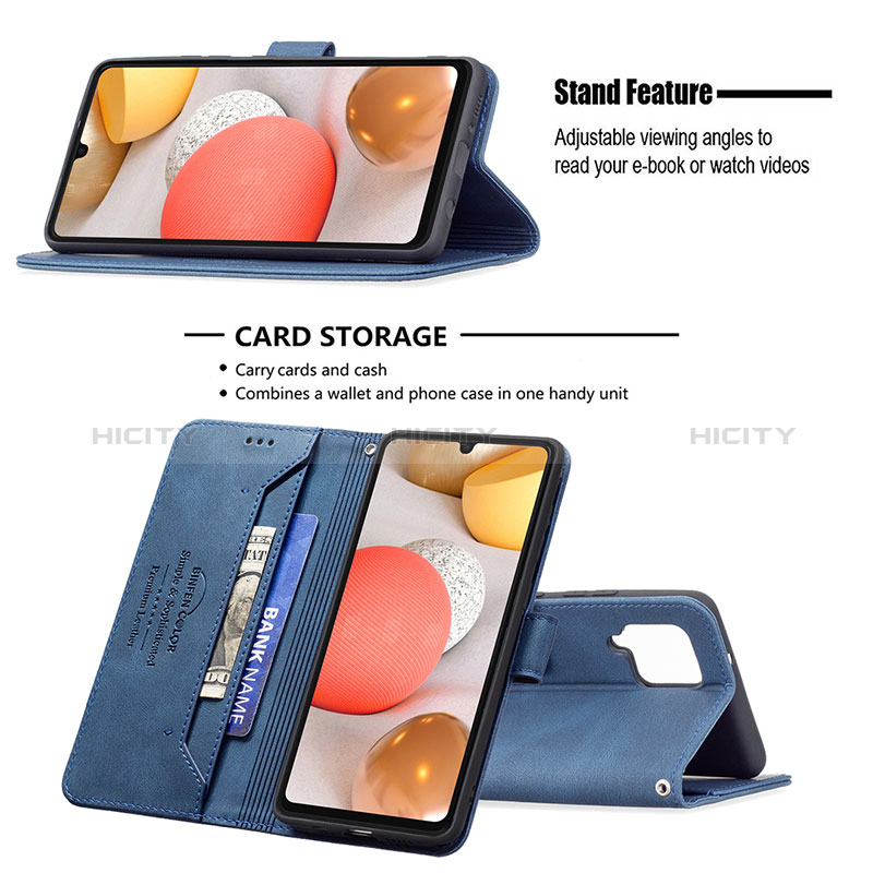 Handytasche Stand Schutzhülle Flip Leder Hülle B05F für Samsung Galaxy A42 5G groß