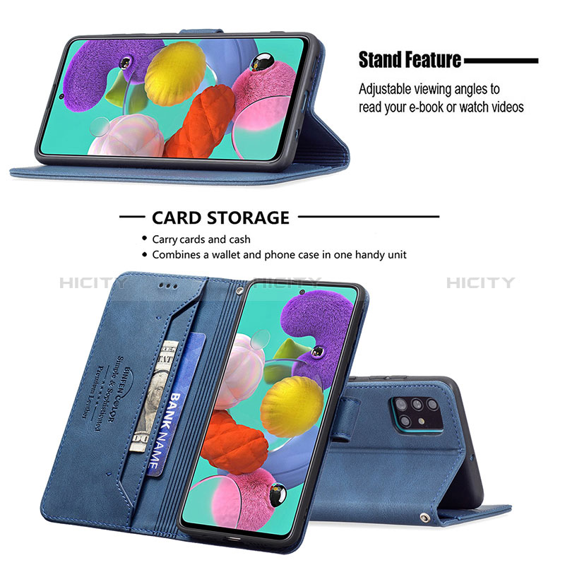 Handytasche Stand Schutzhülle Flip Leder Hülle B05F für Samsung Galaxy A51 5G groß