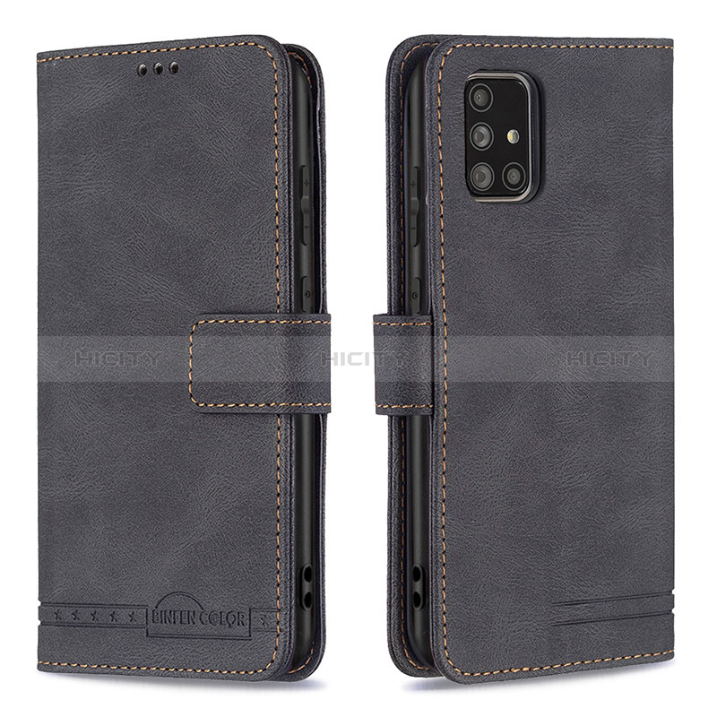 Handytasche Stand Schutzhülle Flip Leder Hülle B05F für Samsung Galaxy A71 5G Schwarz Plus