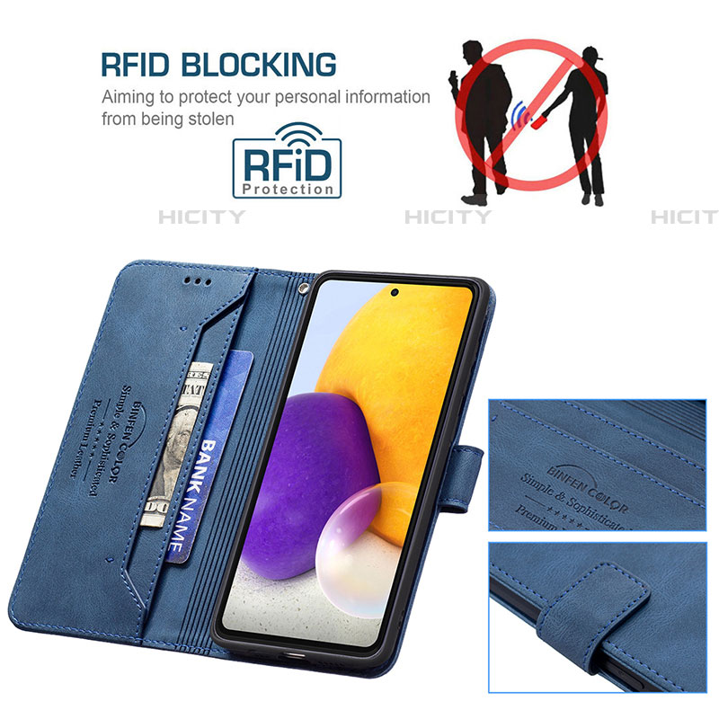 Handytasche Stand Schutzhülle Flip Leder Hülle B05F für Samsung Galaxy A73 5G groß