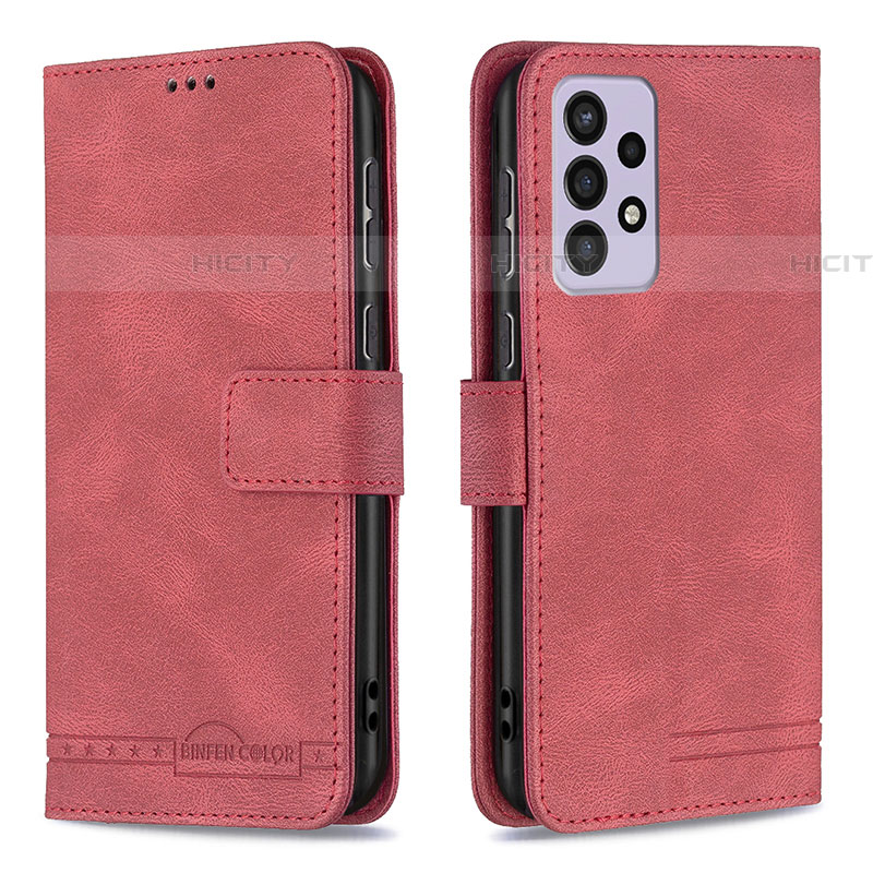 Handytasche Stand Schutzhülle Flip Leder Hülle B05F für Samsung Galaxy A73 5G Rot