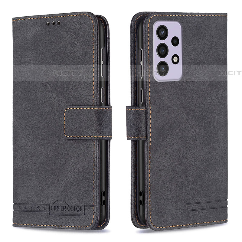 Handytasche Stand Schutzhülle Flip Leder Hülle B05F für Samsung Galaxy A73 5G Schwarz