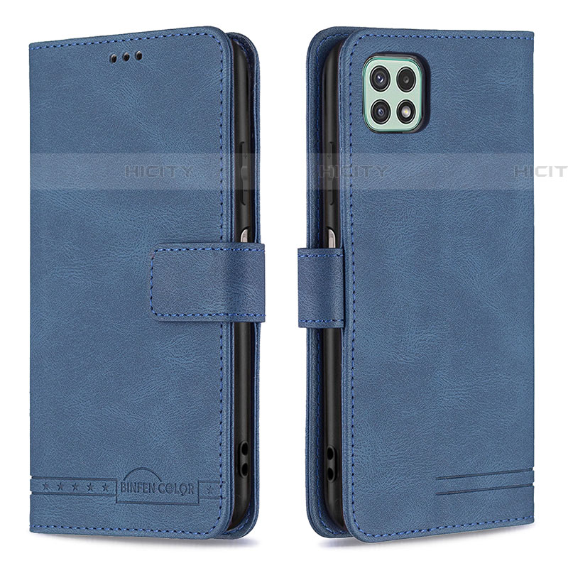 Handytasche Stand Schutzhülle Flip Leder Hülle B05F für Samsung Galaxy F42 5G Blau Plus