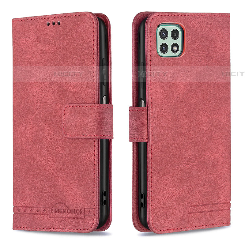 Handytasche Stand Schutzhülle Flip Leder Hülle B05F für Samsung Galaxy F42 5G Rot Plus