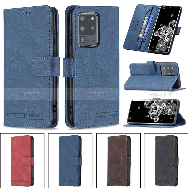 Handytasche Stand Schutzhülle Flip Leder Hülle B05F für Samsung Galaxy S20 Ultra 5G groß