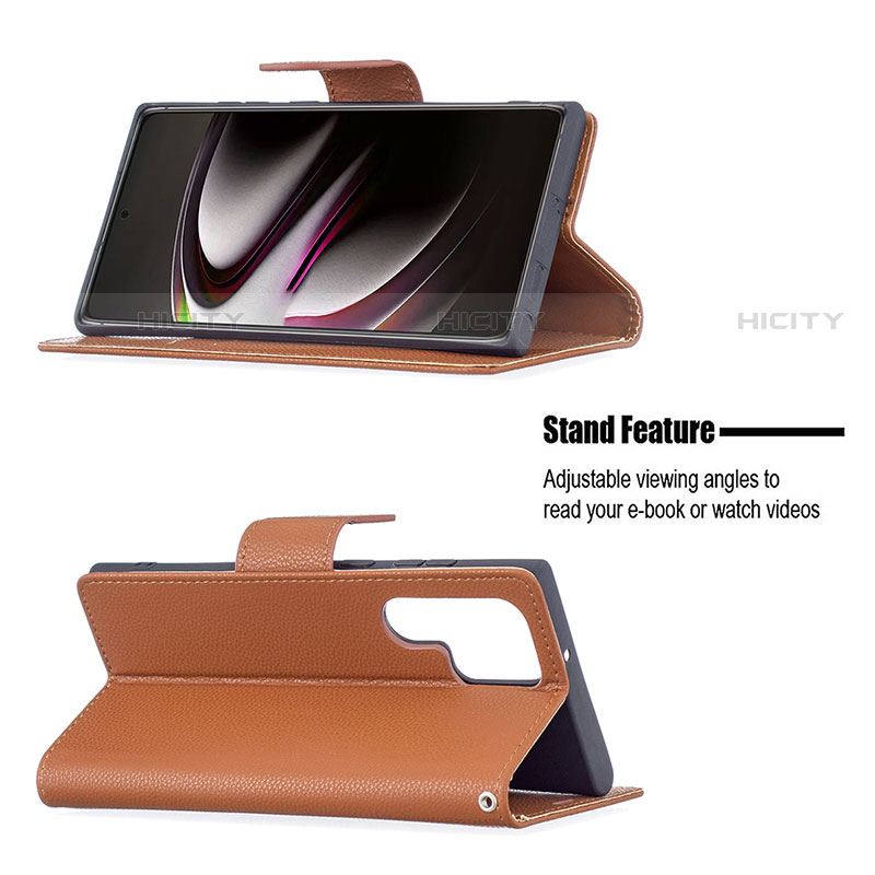 Handytasche Stand Schutzhülle Flip Leder Hülle B05F für Samsung Galaxy S23 Ultra 5G groß