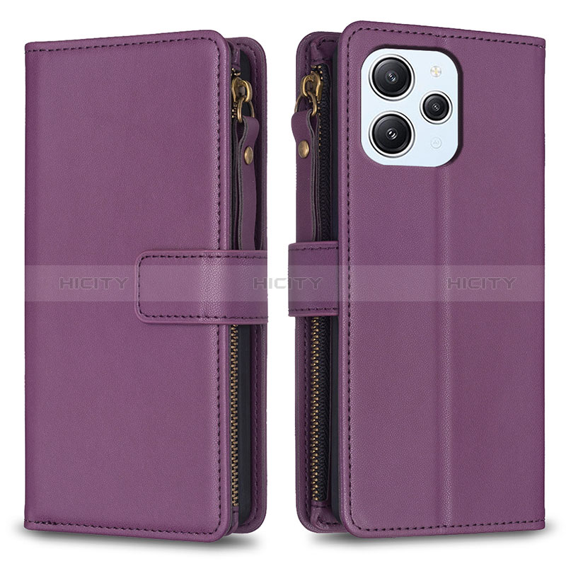 Handytasche Stand Schutzhülle Flip Leder Hülle B05F für Xiaomi Redmi 12 4G Violett