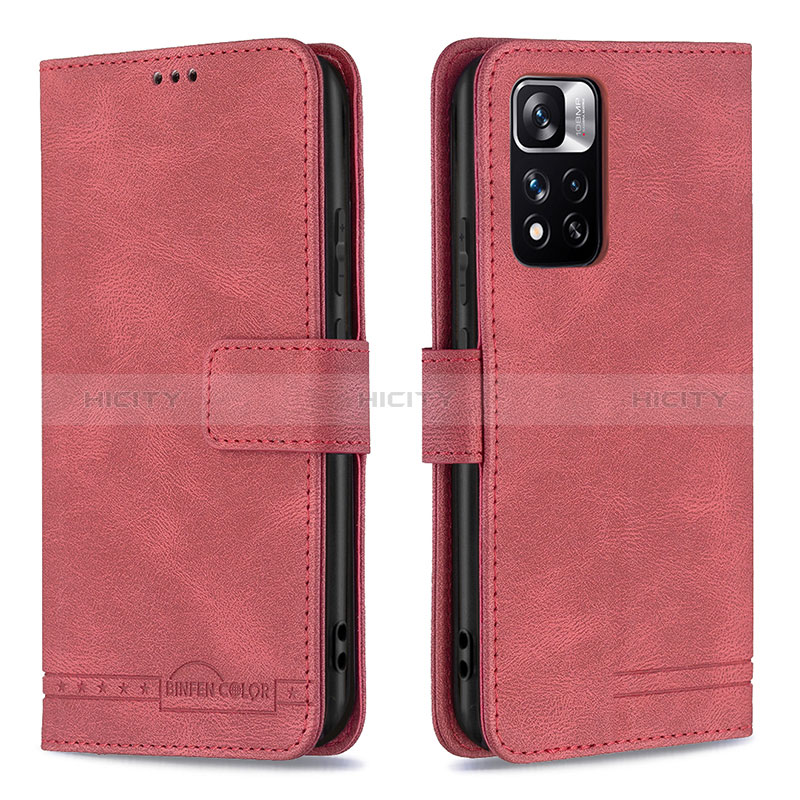 Handytasche Stand Schutzhülle Flip Leder Hülle B05F für Xiaomi Redmi Note 11 Pro+ Plus 5G Rot