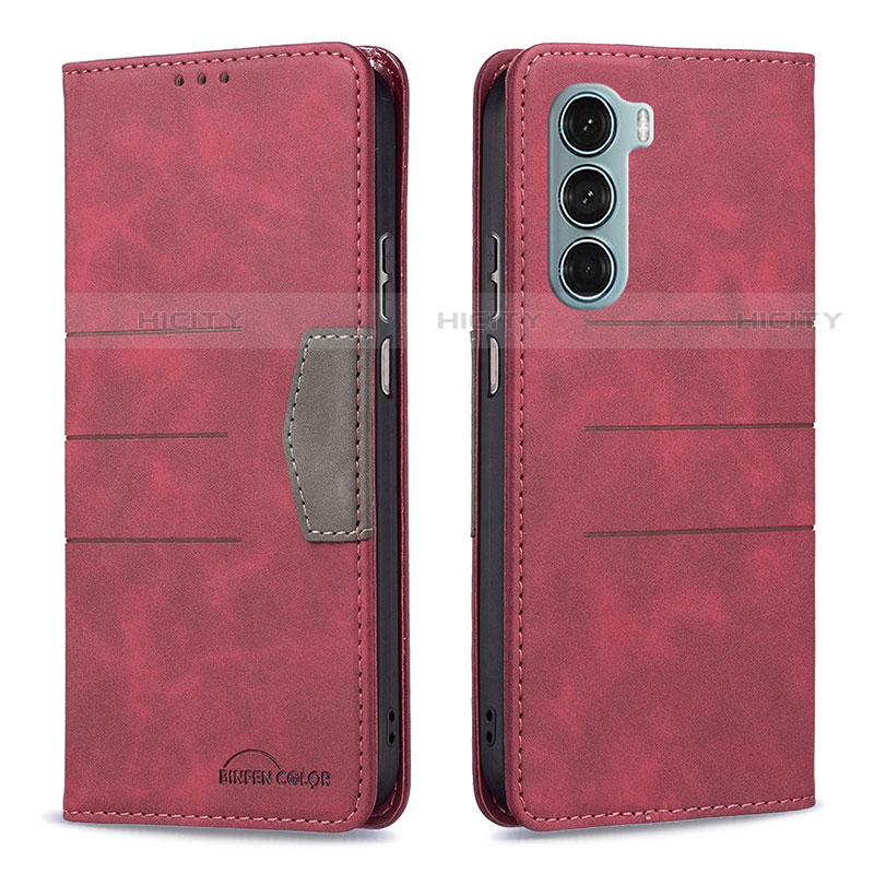 Handytasche Stand Schutzhülle Flip Leder Hülle B06F für Motorola Moto G200 5G Rot