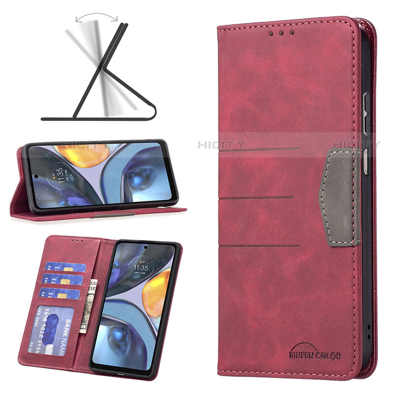 Handytasche Stand Schutzhülle Flip Leder Hülle B06F für Motorola Moto G22