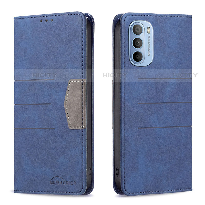 Handytasche Stand Schutzhülle Flip Leder Hülle B06F für Motorola Moto G31 Blau