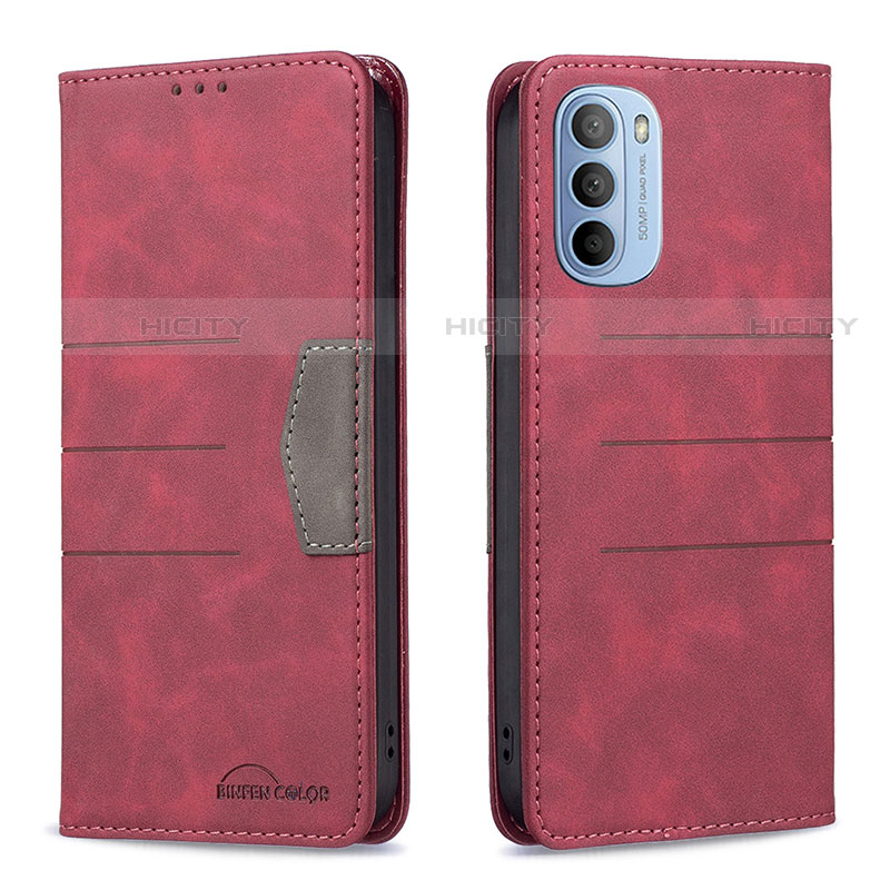 Handytasche Stand Schutzhülle Flip Leder Hülle B06F für Motorola Moto G31 Rot