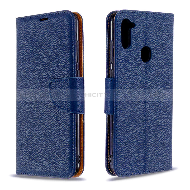 Handytasche Stand Schutzhülle Flip Leder Hülle B06F für Samsung Galaxy A11 Blau Plus