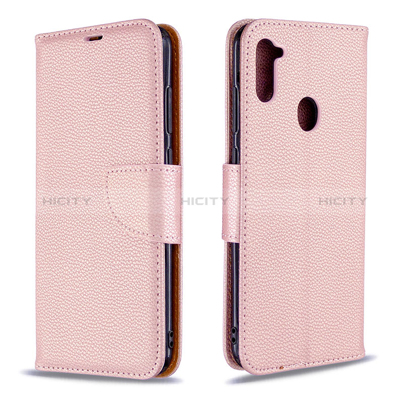 Handytasche Stand Schutzhülle Flip Leder Hülle B06F für Samsung Galaxy A11 Rosegold Plus