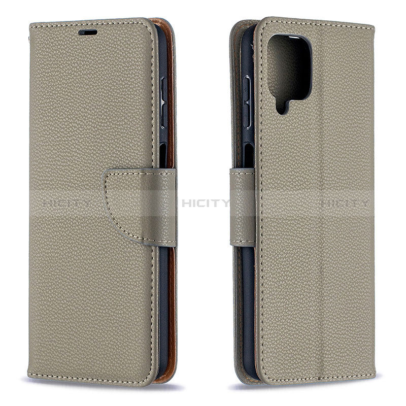 Handytasche Stand Schutzhülle Flip Leder Hülle B06F für Samsung Galaxy A12 Nacho Grau Plus