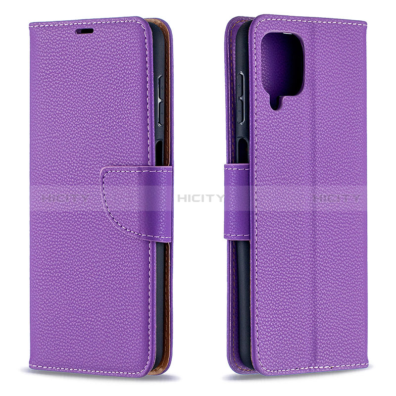 Handytasche Stand Schutzhülle Flip Leder Hülle B06F für Samsung Galaxy A12 Nacho Violett Plus