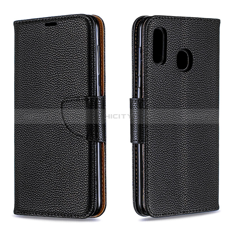 Handytasche Stand Schutzhülle Flip Leder Hülle B06F für Samsung Galaxy A20 Schwarz Plus