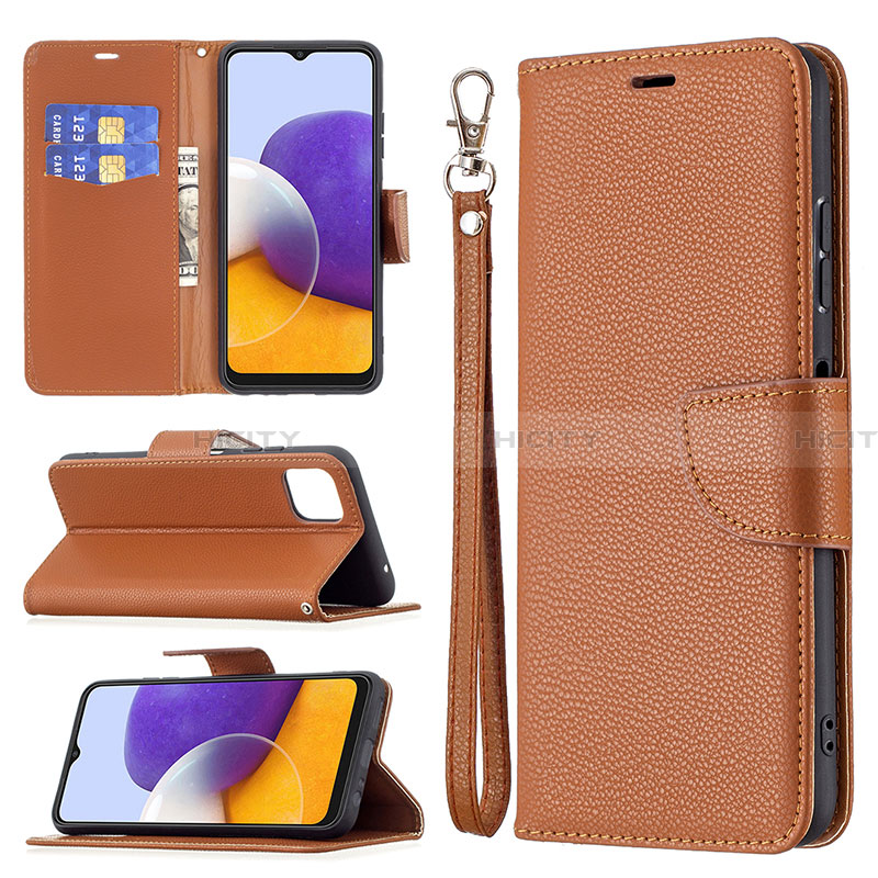 Handytasche Stand Schutzhülle Flip Leder Hülle B06F für Samsung Galaxy A22 5G groß