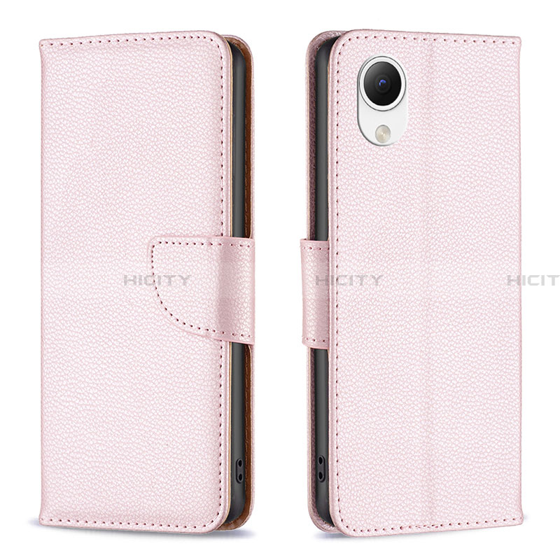 Handytasche Stand Schutzhülle Flip Leder Hülle B06F für Samsung Galaxy A23 5G SC-56C Rosegold