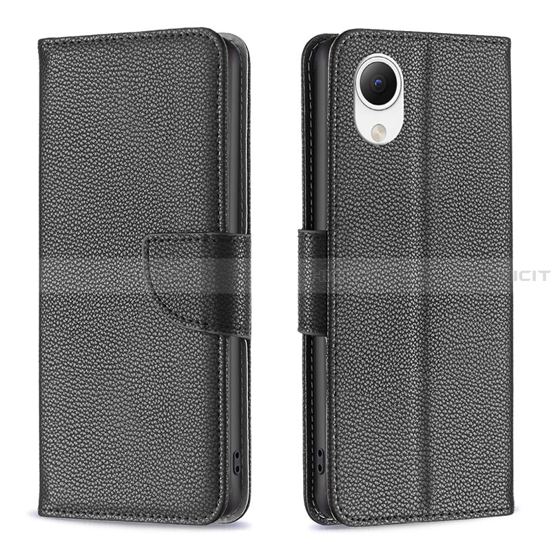 Handytasche Stand Schutzhülle Flip Leder Hülle B06F für Samsung Galaxy A23 5G SC-56C Schwarz Plus