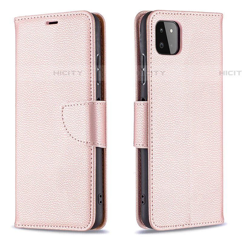 Handytasche Stand Schutzhülle Flip Leder Hülle B06F für Samsung Galaxy F42 5G Rosegold Plus