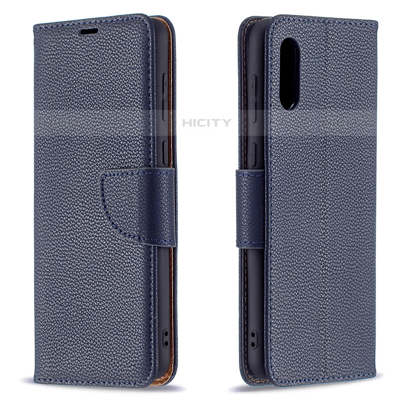 Handytasche Stand Schutzhülle Flip Leder Hülle B06F für Samsung Galaxy M02 Blau