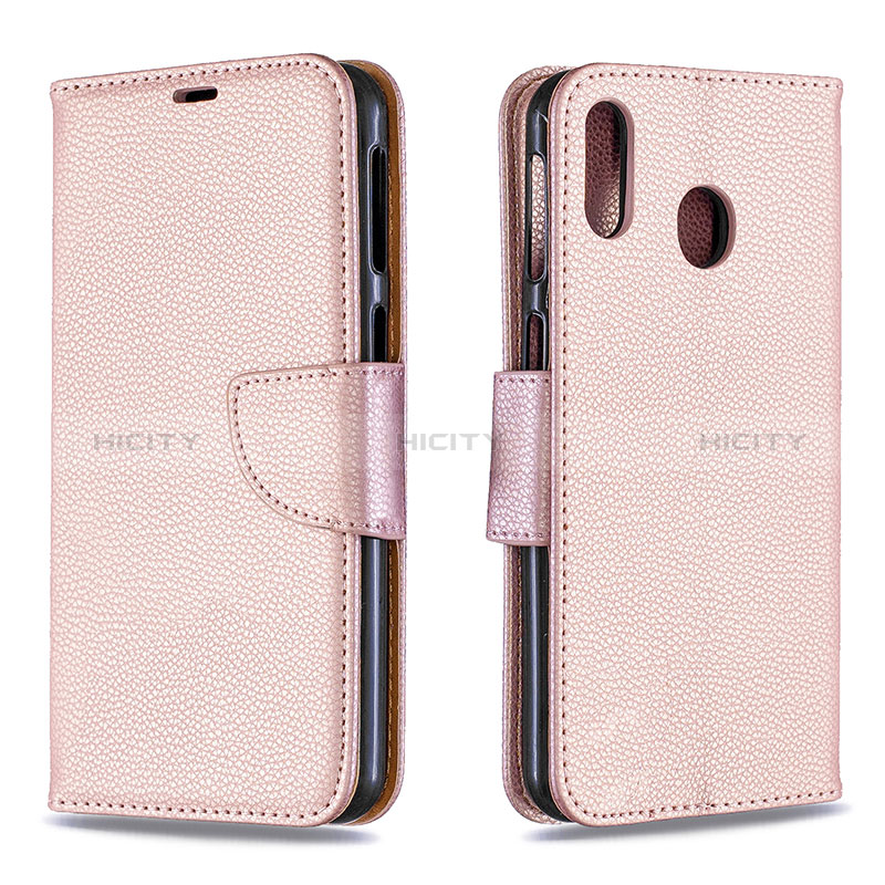 Handytasche Stand Schutzhülle Flip Leder Hülle B06F für Samsung Galaxy M20 Rosegold Plus