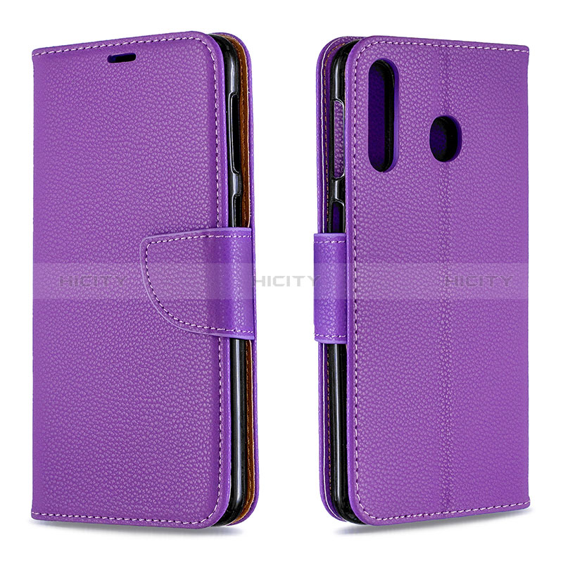 Handytasche Stand Schutzhülle Flip Leder Hülle B06F für Samsung Galaxy M30 Violett Plus