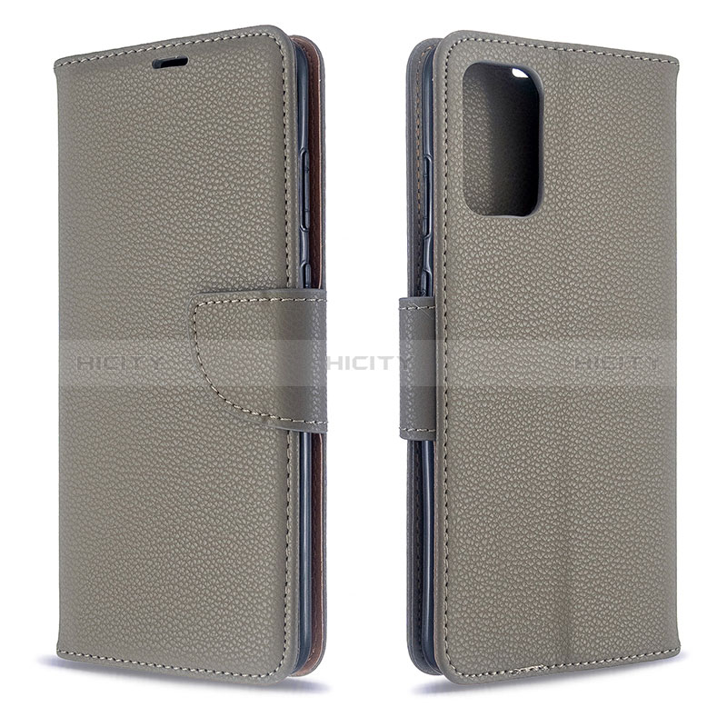 Handytasche Stand Schutzhülle Flip Leder Hülle B06F für Samsung Galaxy S20 5G Grau