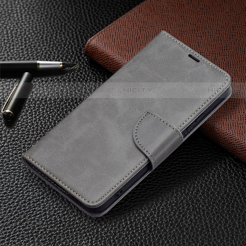 Handytasche Stand Schutzhülle Flip Leder Hülle B06F für Samsung Galaxy S21 FE 5G Grau