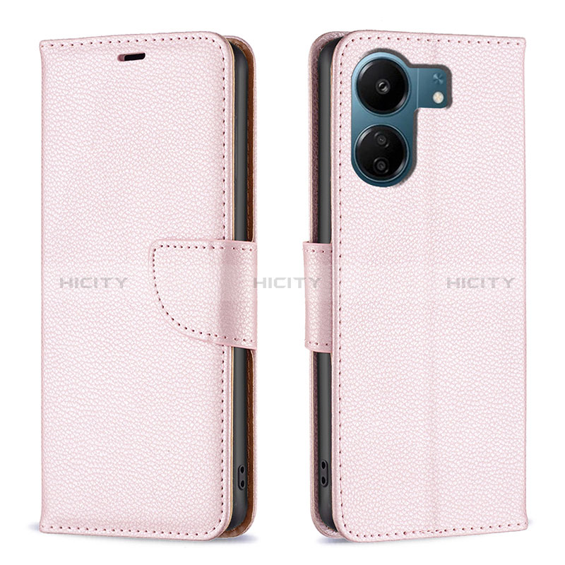 Handytasche Stand Schutzhülle Flip Leder Hülle B06F für Xiaomi Poco C65 Rosegold Plus