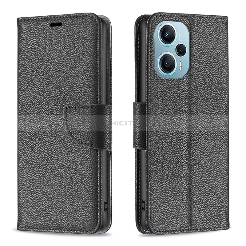 Handytasche Stand Schutzhülle Flip Leder Hülle B06F für Xiaomi Poco F5 5G Schwarz