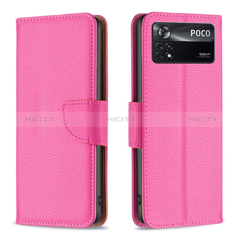 Handytasche Stand Schutzhülle Flip Leder Hülle B06F für Xiaomi Poco X4 Pro 5G Pink Plus