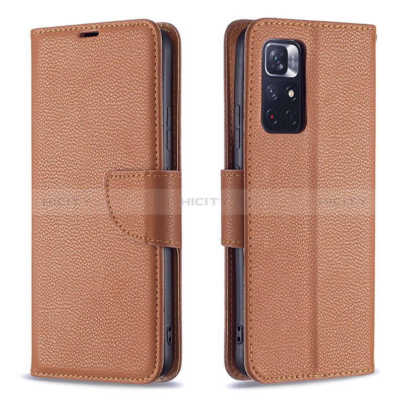 Handytasche Stand Schutzhülle Flip Leder Hülle B06F für Xiaomi Redmi Note 11T 5G Braun