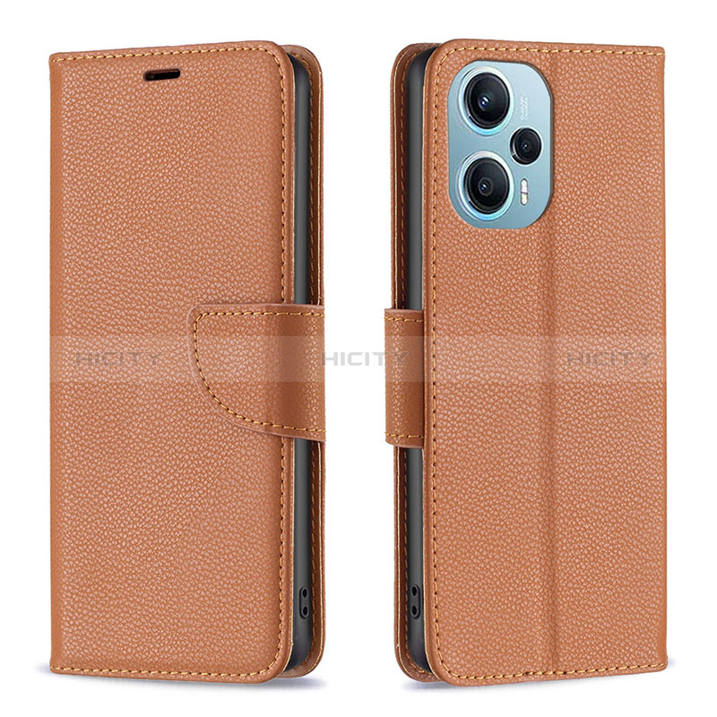 Handytasche Stand Schutzhülle Flip Leder Hülle B06F für Xiaomi Redmi Note 12 Turbo 5G Braun