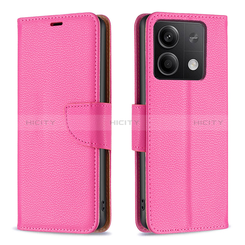 Handytasche Stand Schutzhülle Flip Leder Hülle B06F für Xiaomi Redmi Note 13 5G Pink