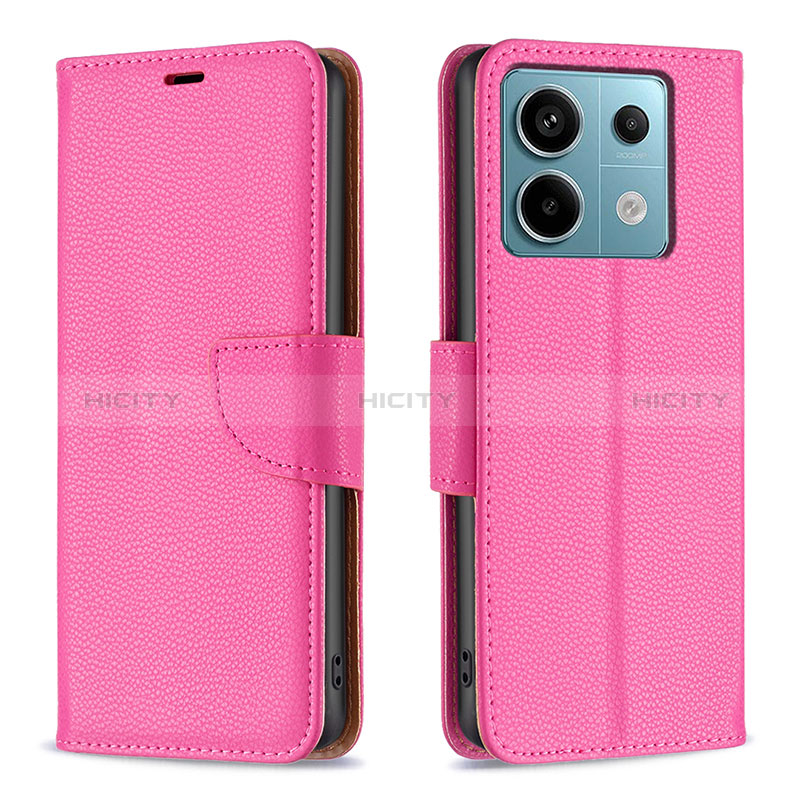 Handytasche Stand Schutzhülle Flip Leder Hülle B06F für Xiaomi Redmi Note 13 Pro 5G Pink Plus