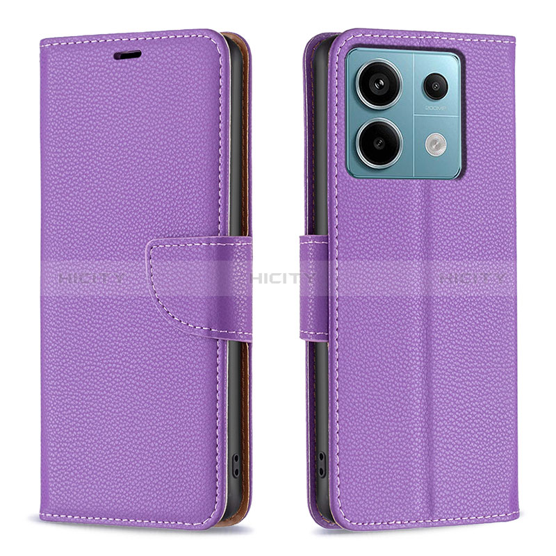 Handytasche Stand Schutzhülle Flip Leder Hülle B06F für Xiaomi Redmi Note 13 Pro 5G Violett Plus