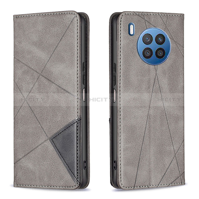 Handytasche Stand Schutzhülle Flip Leder Hülle B07F für Huawei Nova 8i Grau