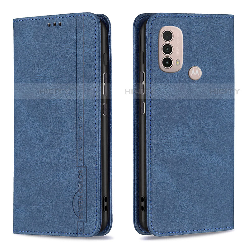 Handytasche Stand Schutzhülle Flip Leder Hülle B07F für Motorola Moto E30 Blau