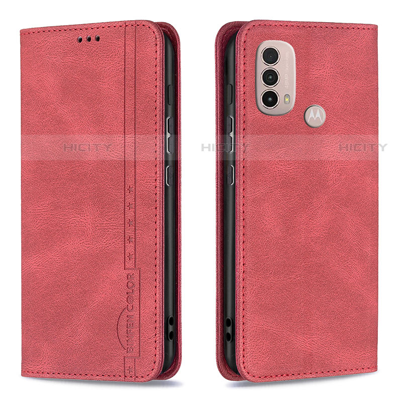 Handytasche Stand Schutzhülle Flip Leder Hülle B07F für Motorola Moto E40 Rot