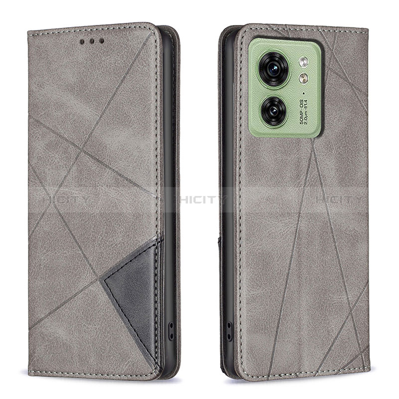 Handytasche Stand Schutzhülle Flip Leder Hülle B07F für Motorola Moto Edge (2023) 5G Grau Plus