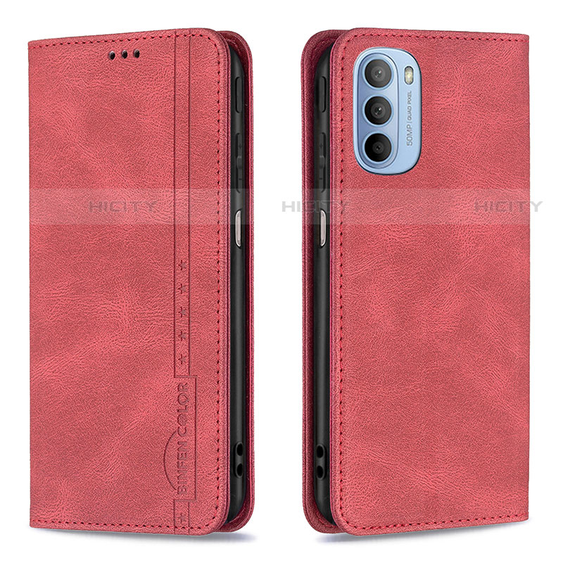 Handytasche Stand Schutzhülle Flip Leder Hülle B07F für Motorola Moto G31 Rot