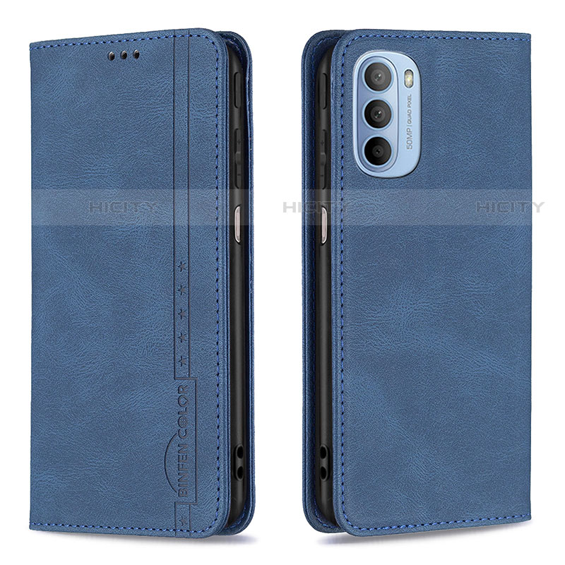 Handytasche Stand Schutzhülle Flip Leder Hülle B07F für Motorola Moto G41 Blau