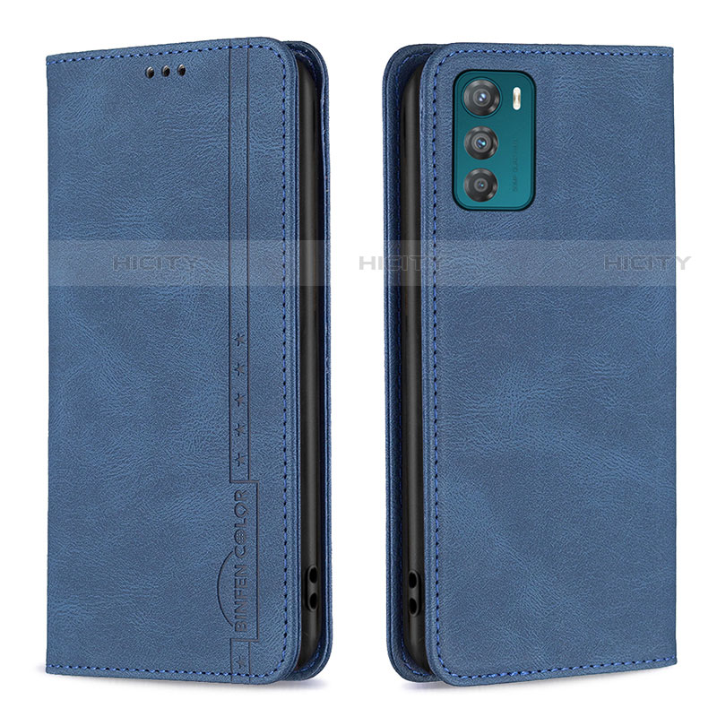 Handytasche Stand Schutzhülle Flip Leder Hülle B07F für Motorola Moto G42 Blau