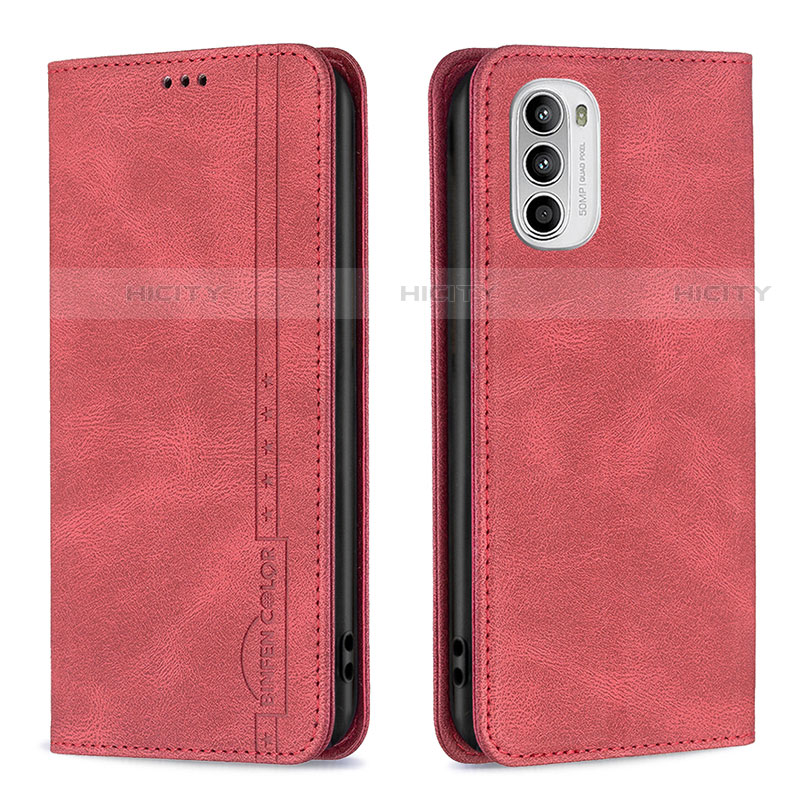 Handytasche Stand Schutzhülle Flip Leder Hülle B07F für Motorola MOTO G52 Rot