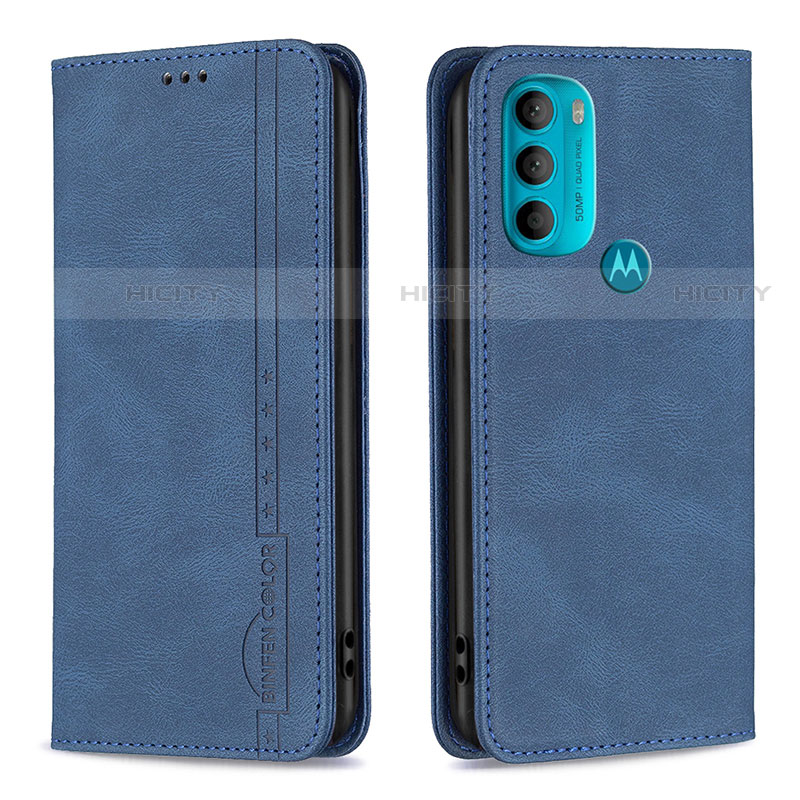 Handytasche Stand Schutzhülle Flip Leder Hülle B07F für Motorola Moto G71 5G Blau