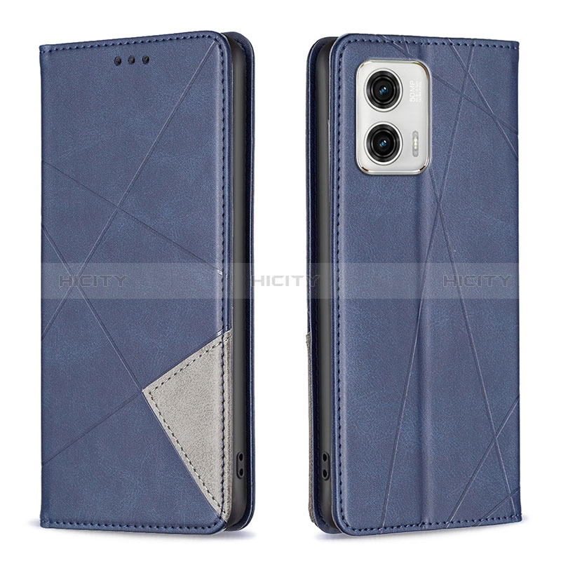 Handytasche Stand Schutzhülle Flip Leder Hülle B07F für Motorola Moto G73 5G Blau