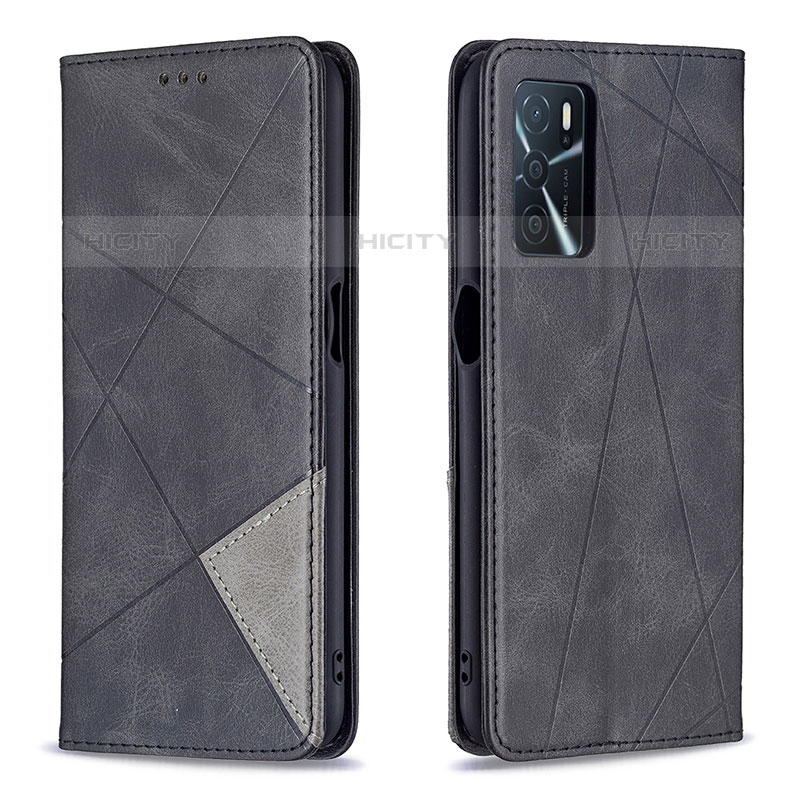 Handytasche Stand Schutzhülle Flip Leder Hülle B07F für Oppo A16s Schwarz