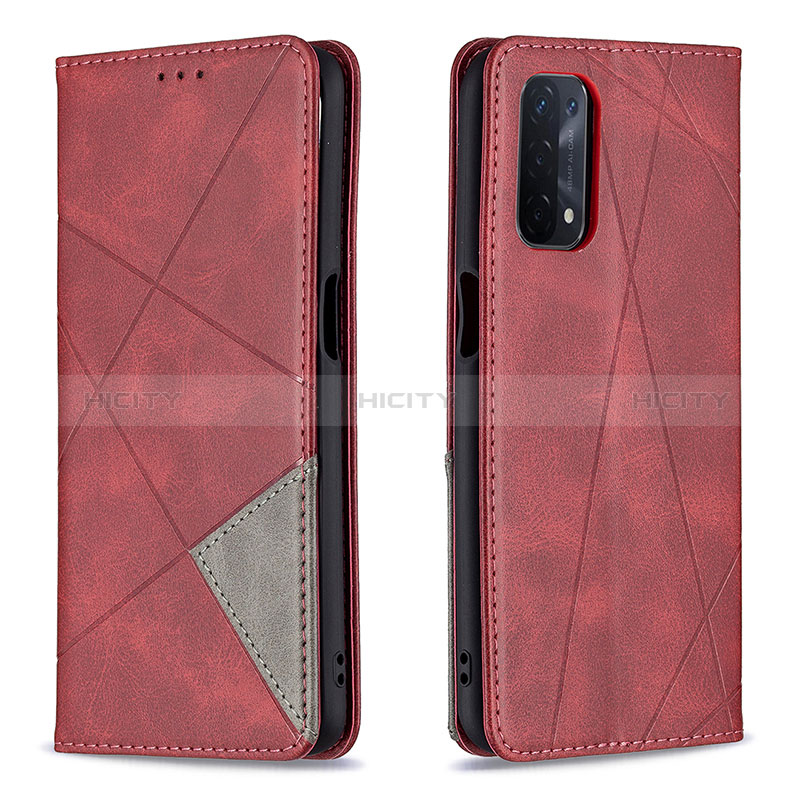 Handytasche Stand Schutzhülle Flip Leder Hülle B07F für Oppo A54 5G Rot Plus